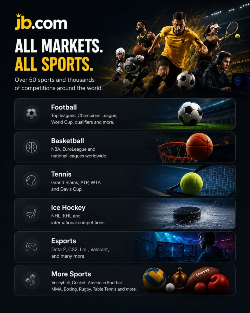 Sports you can bet on at JB.COM